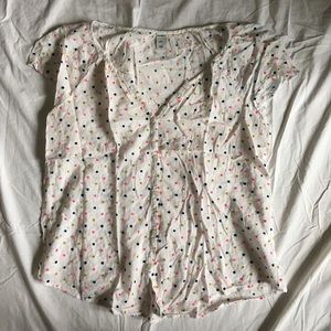 White polka dot top